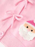 Baby Girl Christmas Pink Santa Bow Knit Cardigan Sweater by Rylee Faith Designs
