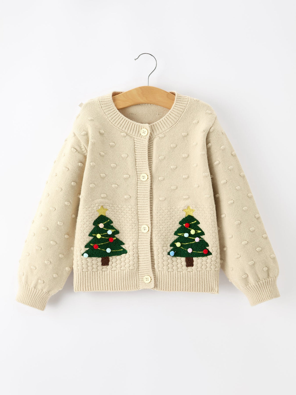 Christmas Tree Knit Cardigan Kids Holiday Sweater Button Front by Rylee Faith Designs