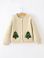 Christmas Tree Knit Cardigan Kids Holiday Sweater Button Front by Rylee Faith Designs