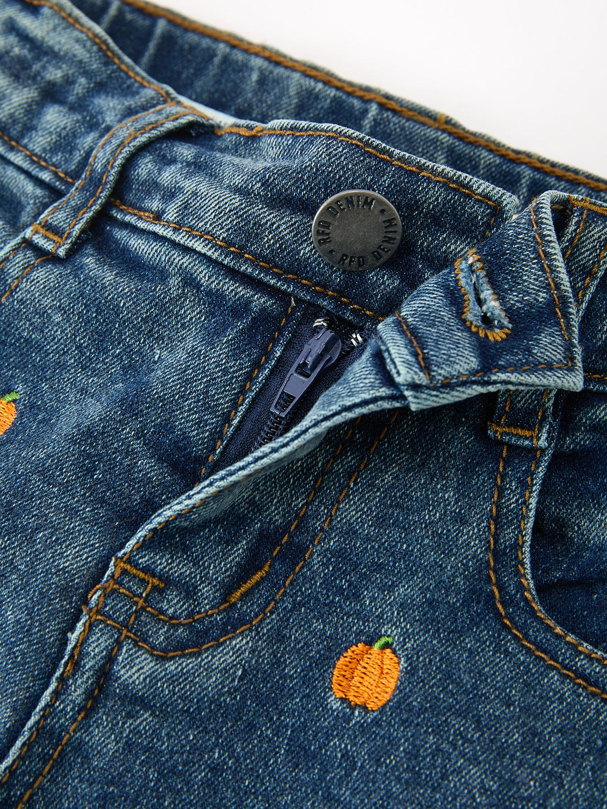 Girls Pumpkin Embroidered Flare Jeans, Fringe Hem by Rylee Faith Designs