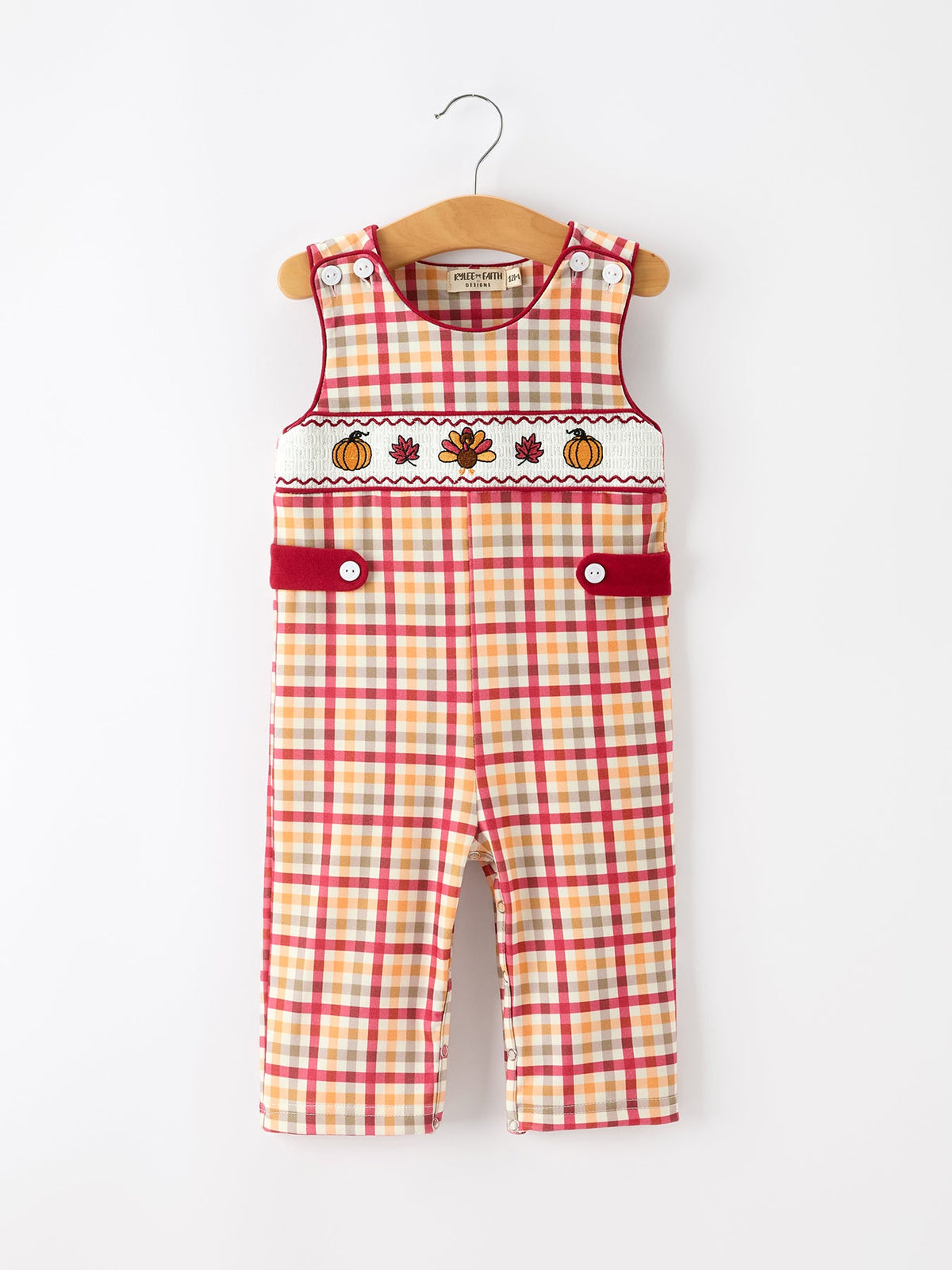 Boy Thanksgiving Pumpkin Turkey Maple Leaf Plaid Jonjon by Rylee Faith Designs