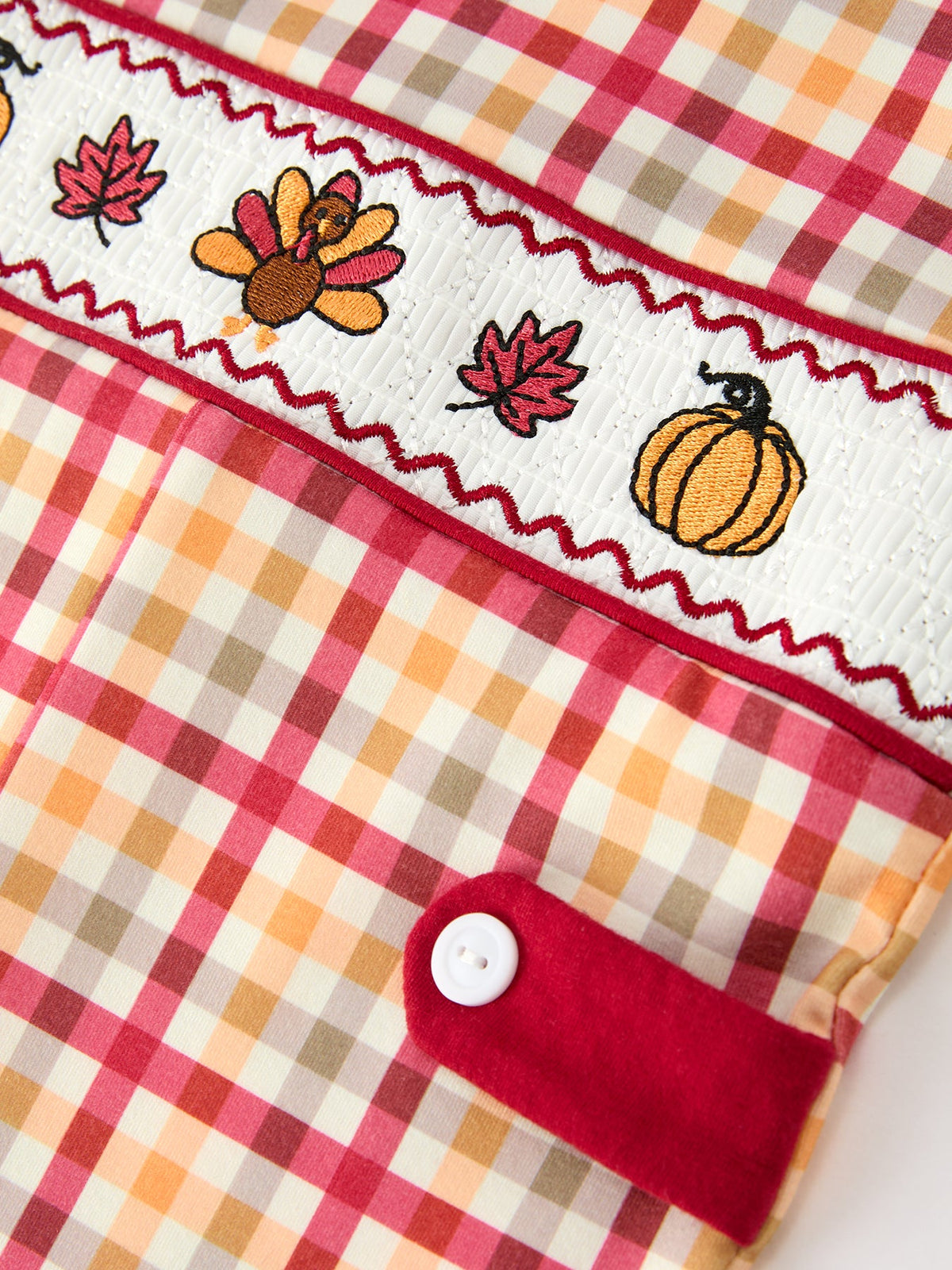 Boy Thanksgiving Pumpkin Turkey Maple Leaf Plaid Jonjon by Rylee Faith Designs