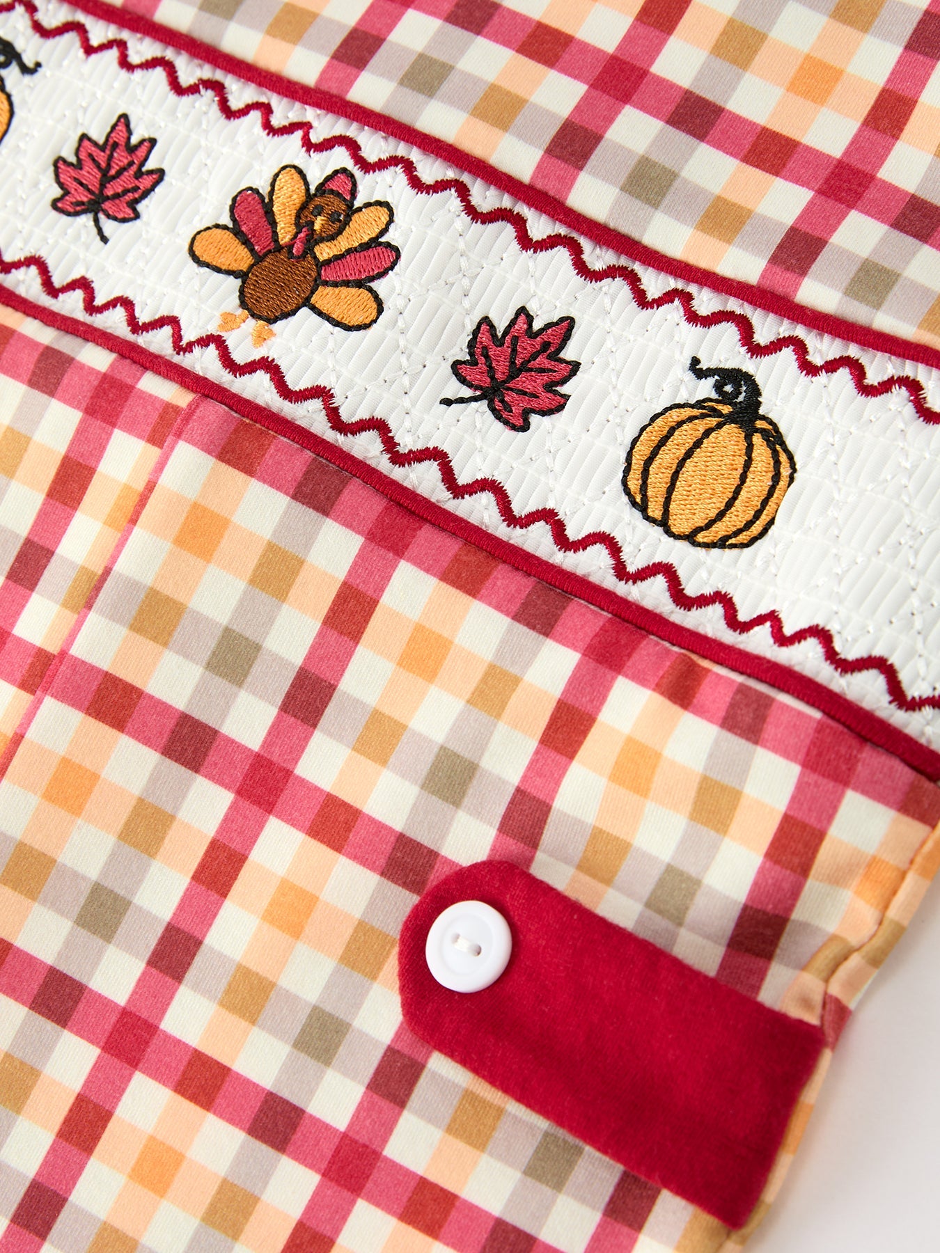 Boy Thanksgiving Pumpkin Turkey Maple Leaf Plaid Jonjon by Rylee Faith Designs