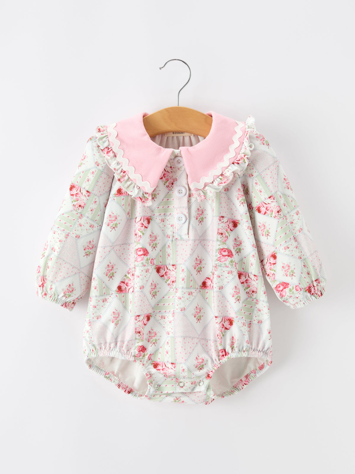Fall Girls Floral Lace Collar Ruffle Romper Long-sleeved by Rylee Faith Designs