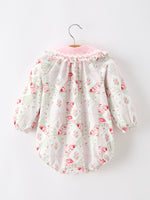 Fall Girls Floral Lace Collar Ruffle Romper Long-sleeved by Rylee Faith Designs
