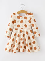 Girls Thanksgiving Pumpkin Bow Dress by Rylee Faith Designs