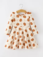 Girls Thanksgiving Pumpkin Bow Dress by Rylee Faith Designs