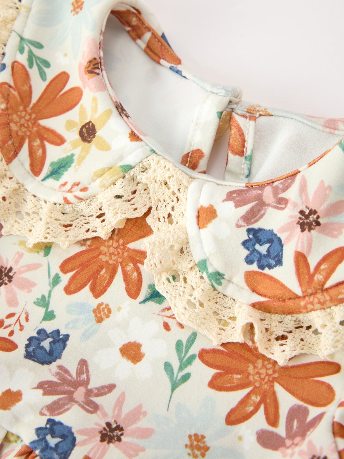 Fall Girls Floral Lace Collar Puff Sleeve Outfit Set by Rylee Faith Designs