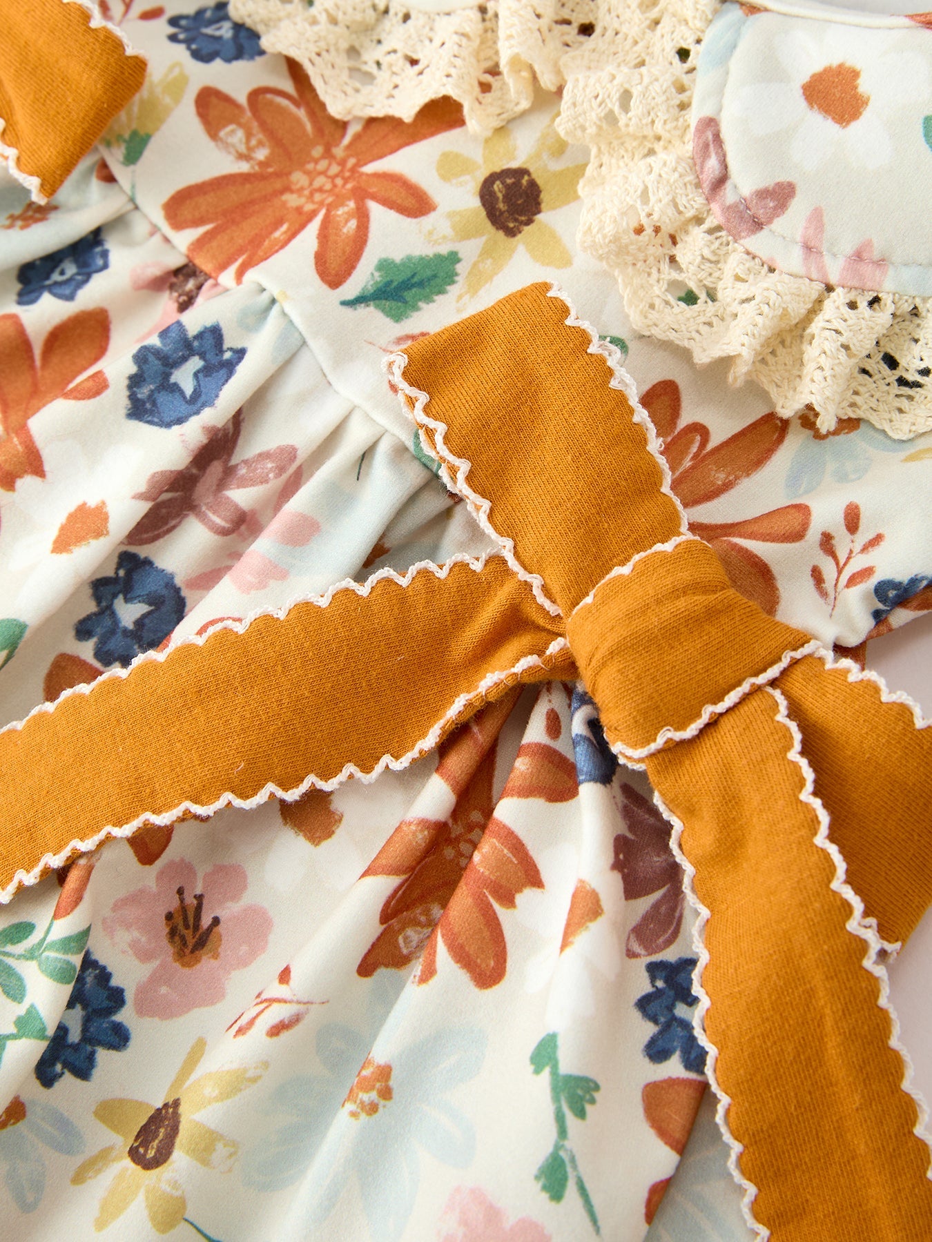 Fall Girls Floral Lace Collar Ruffle Bloomer Set by Rylee Faith Designs