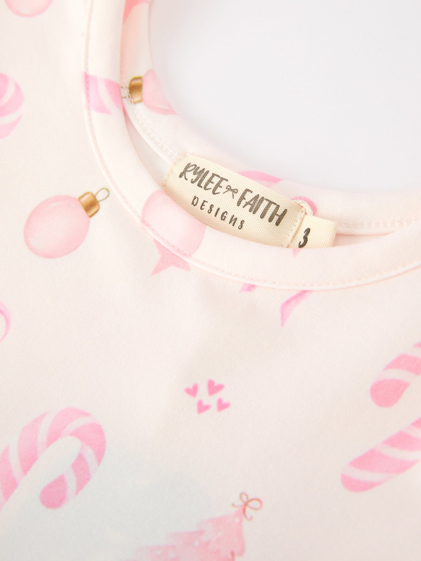 Girls Pink Christmas Ornament Print Flare Dress by Rylee Faith Designs