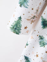 Girls Christmas Tree & Star Ribbed Print Twirl Dress by Rylee Faith Designs