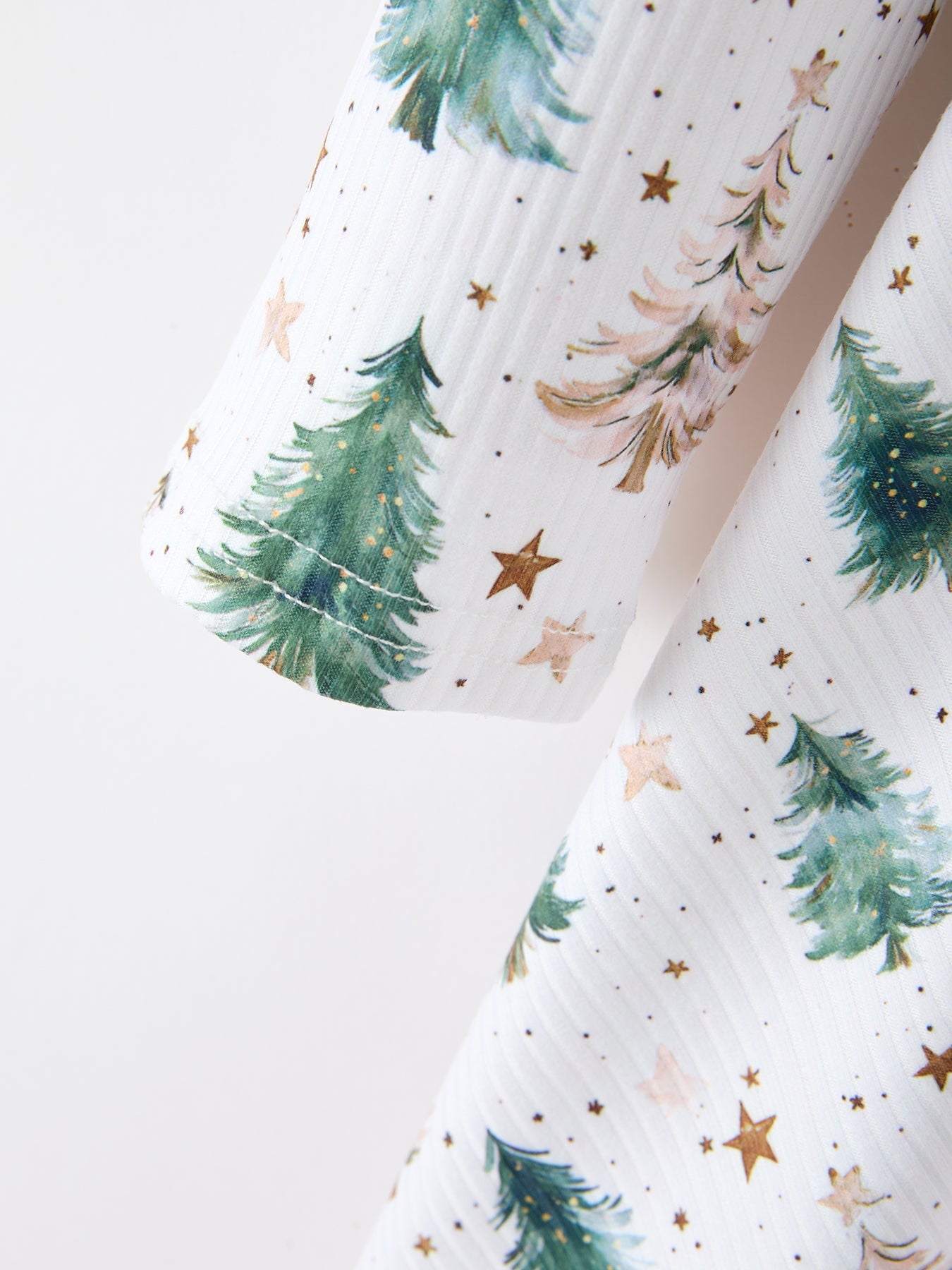 Girls Christmas Tree & Star Ribbed Print Twirl Dress by Rylee Faith Designs