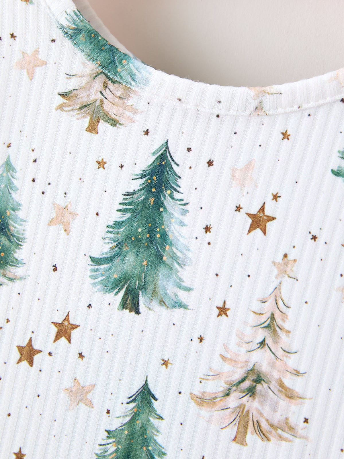 Girls Christmas Tree & Star Ribbed Print Twirl Dress by Rylee Faith Designs