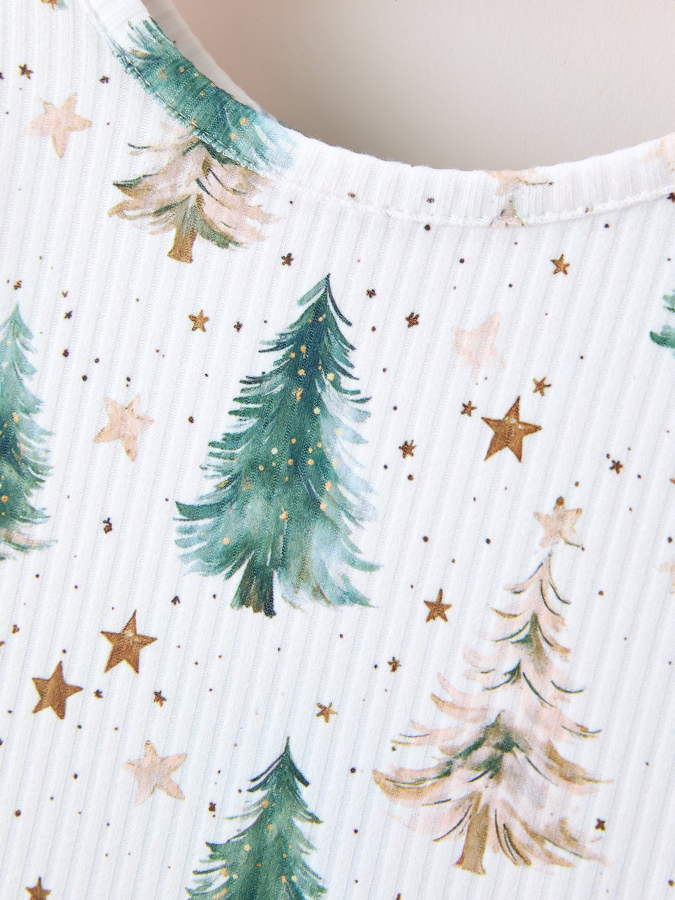 Girls Christmas Tree & Star Ribbed Print Twirl Dress by Rylee Faith Designs
