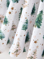 Girls Christmas Tree & Star Ribbed Print Twirl Dress by Rylee Faith Designs