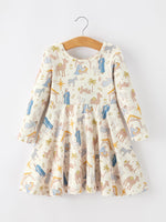 Christmas Girls Nativity Print Twirl Long Sleeve Dress by Rylee Faith Designs