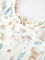 Girls Nativity Scene Winter Print Twirl Dress by Rylee Faith Designs