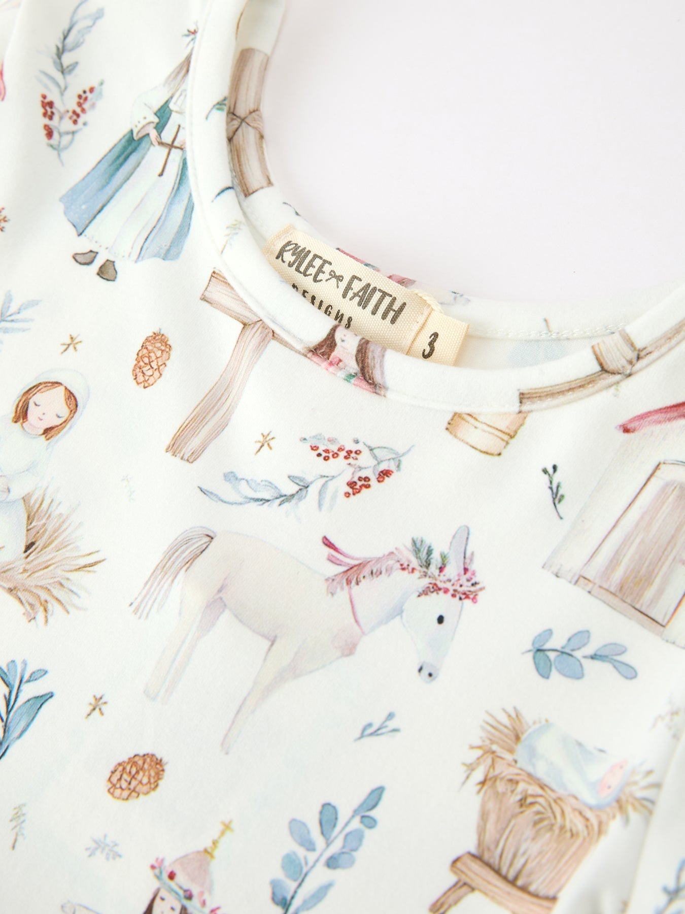 Girls Nativity Scene Winter Print Twirl Dress by Rylee Faith Designs