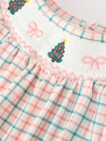 Girls Christmas Plaid Smocked Bloomers Set with Tree Embroidery by Rylee Faith Designs