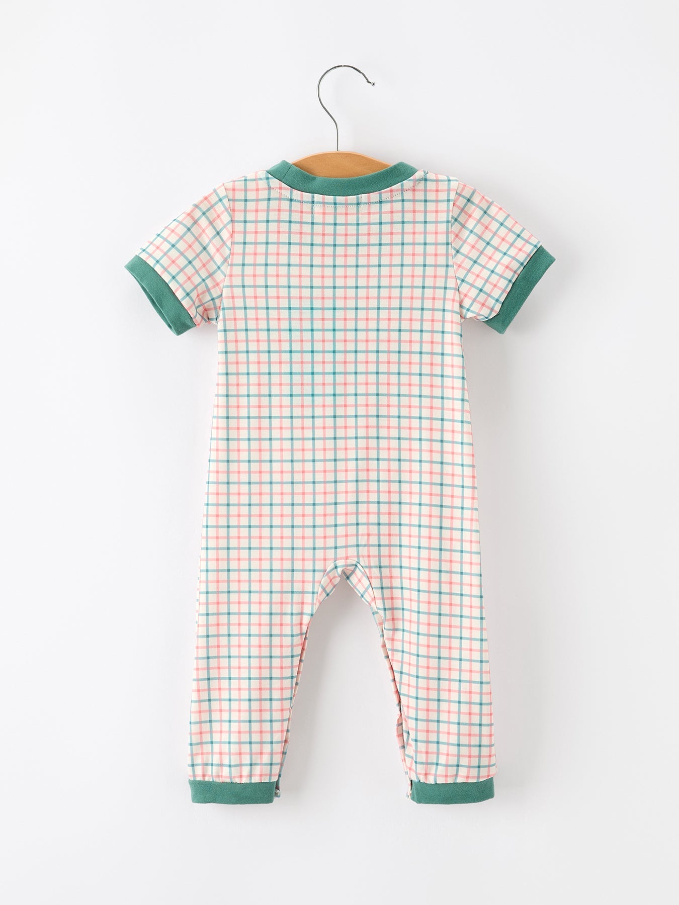Baby Boy Christmas Embroidered Plaid Jonjon Romper by Rylee Faith Designs