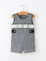 Halloween Ghost Smocked Boys Jon Jon Embroidered Romper by Rylee Faith Designs