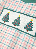 Baby Boy Christmas Embroidered Plaid Jonjon Romper by Rylee Faith Designs