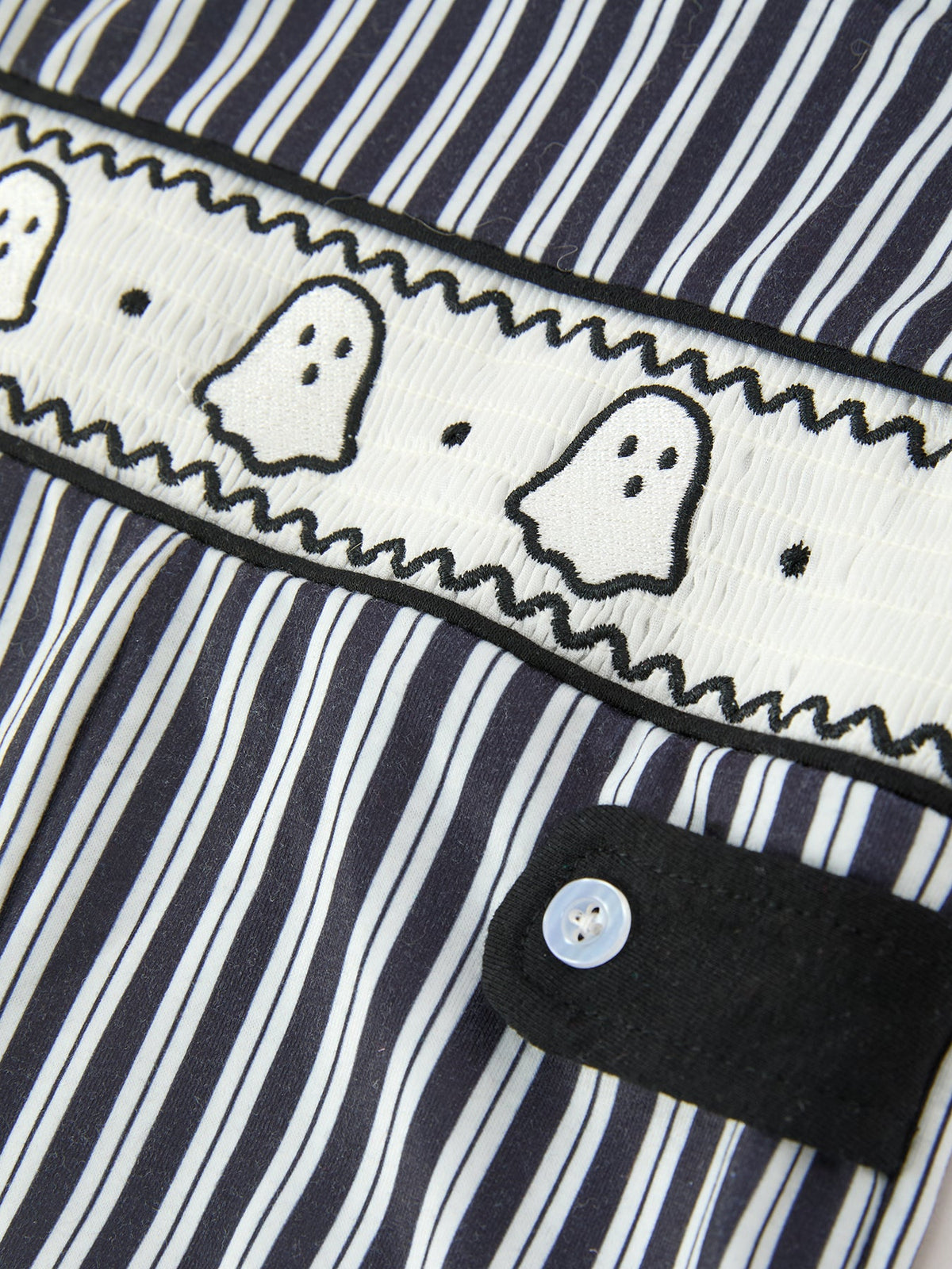 Halloween Ghost Smocked Boys Jon Jon Embroidered Romper by Rylee Faith Designs