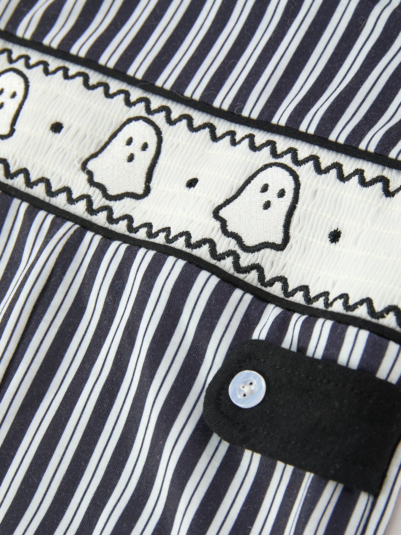 Halloween Ghost Smocked Boys Jon Jon Embroidered Romper by Rylee Faith Designs