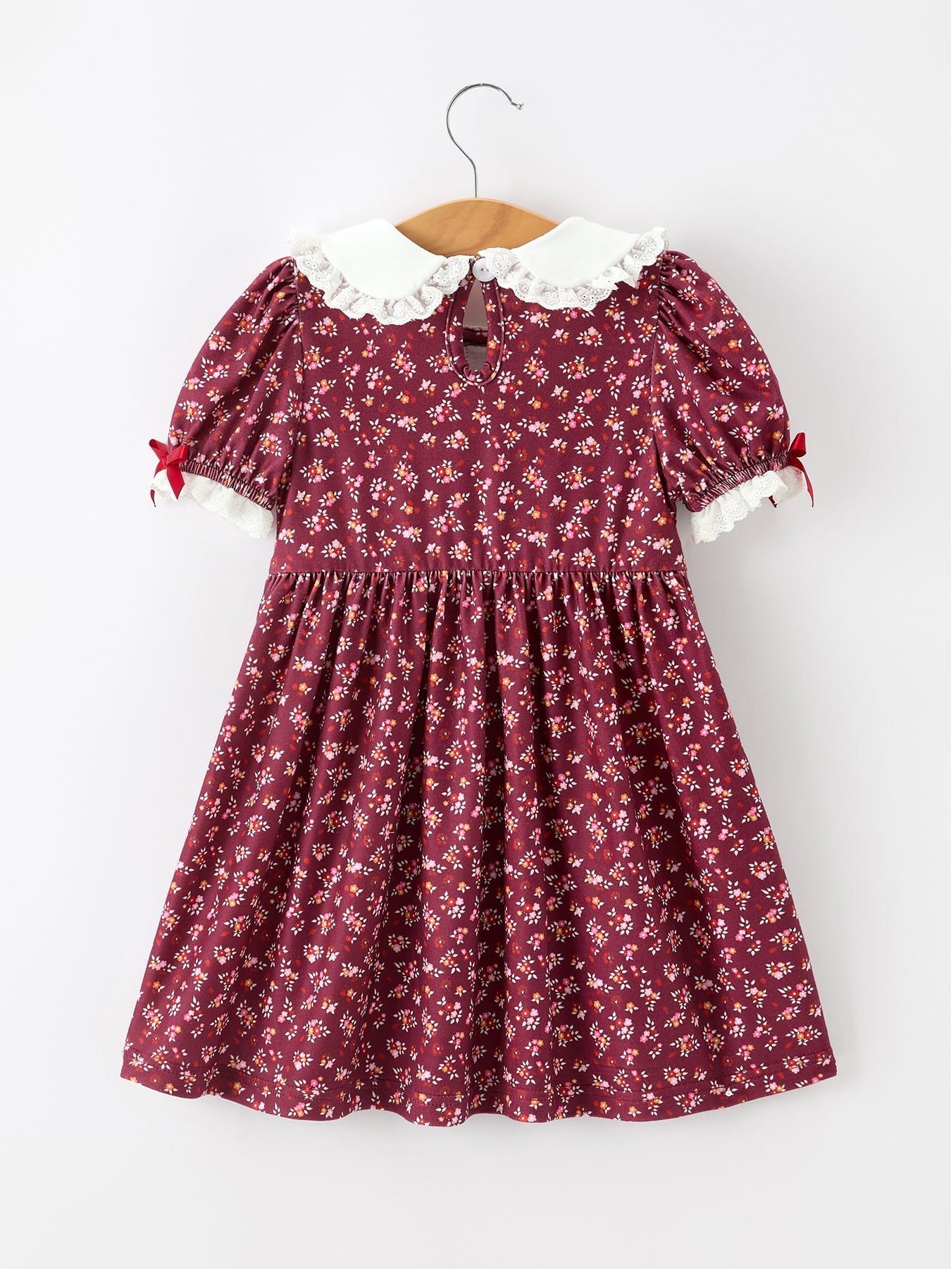Floral Smocked Girls Dress, Peter Pan Collar