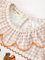 Thanksgiving Smocked Girls Dress Turkey Pumpkin Pie Embroidery by Rylee Faith Designs