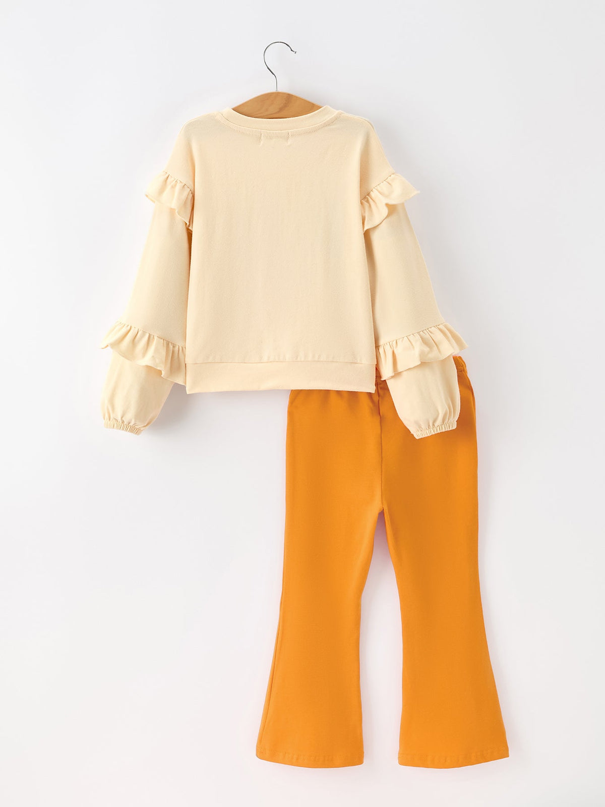 Fall Cozy Girls Ruffle Top Bell Bottom Pants Set by Rylee Faith Designs