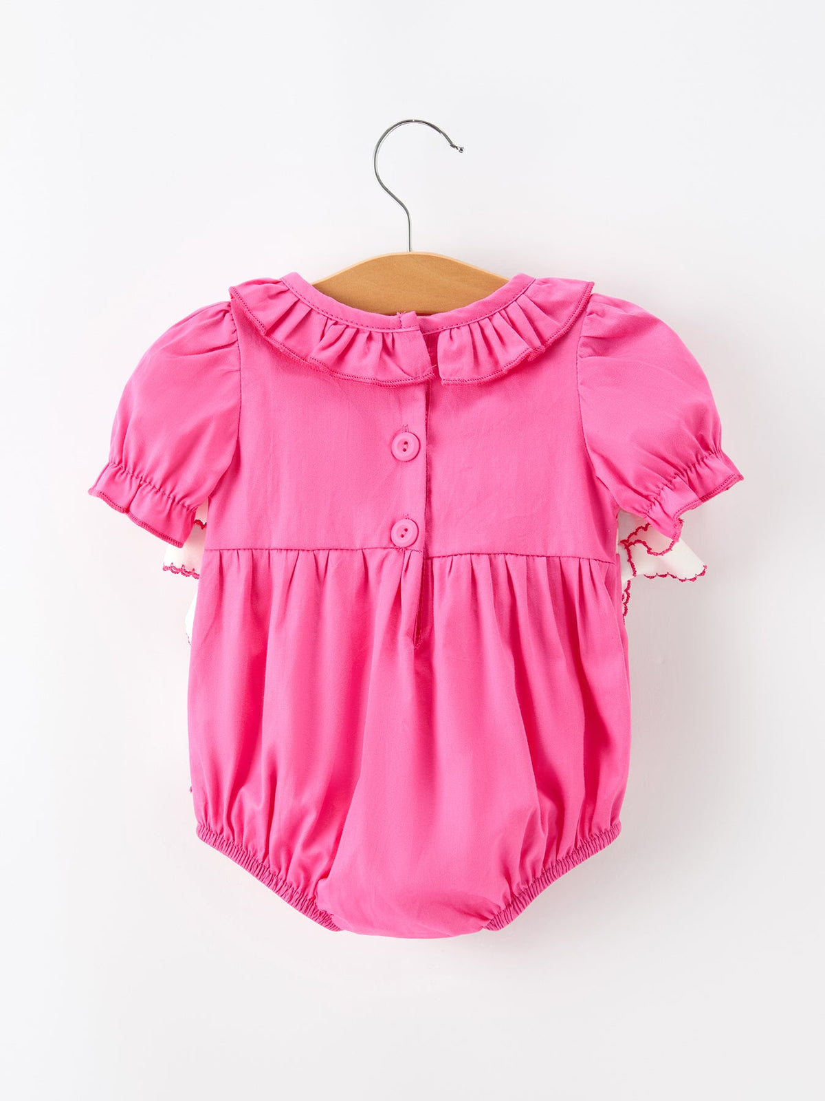 Cotton Blend Romper, Baby Girl Ruffle Smocked Embroidery by Rylee Faith Designs (view 2 of 5)