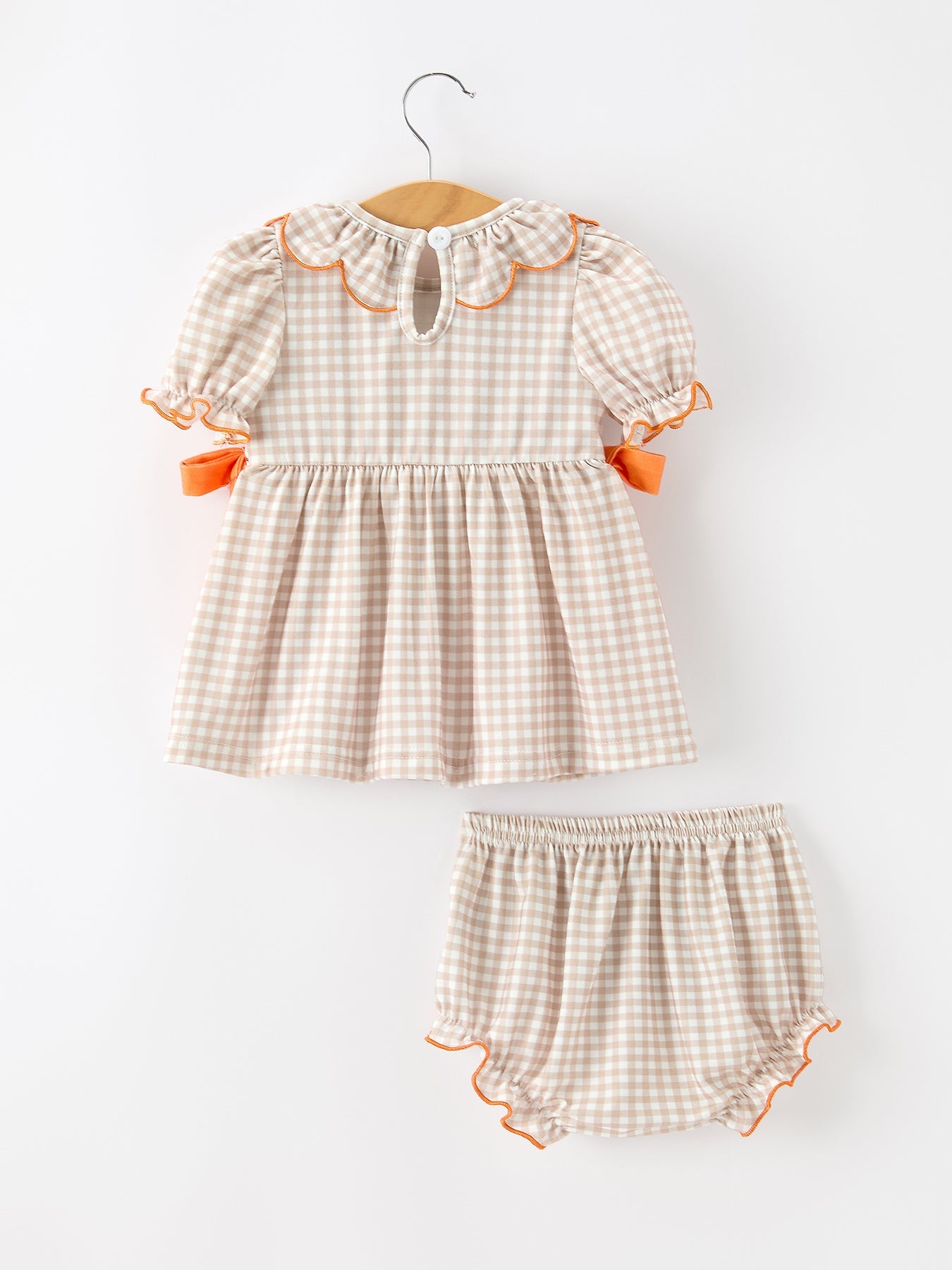 Thanksgiving Smocked Girls Dress Bloomer Set Turkey Embroidery by Rylee Faith Designs