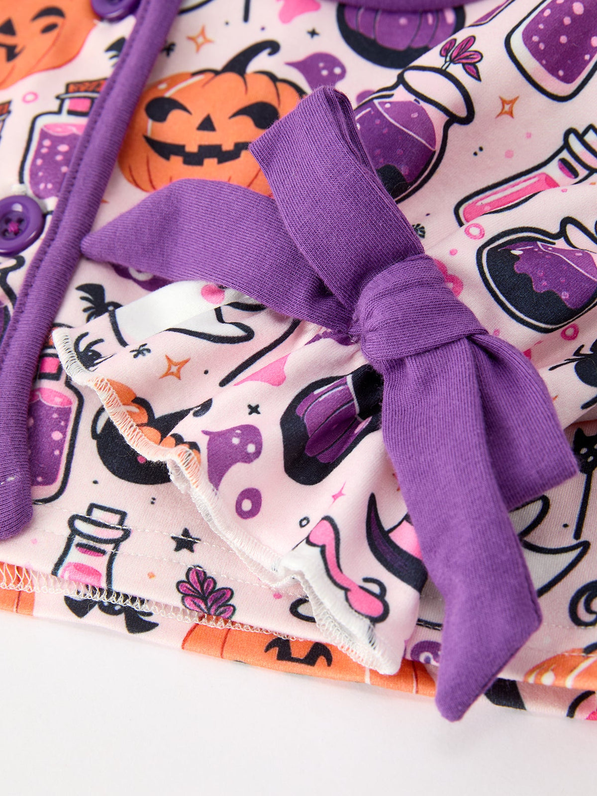 Halloween Pumpkin Ghost Print Girls Pajama Set by Rylee Faith Designs
