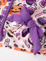 Halloween Pumpkin Ghost Print Girls Pajama Set by Rylee Faith Designs