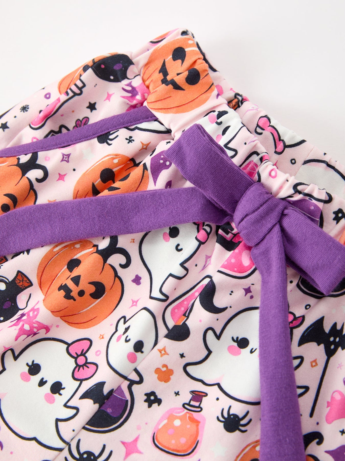 Halloween Pumpkin Ghost Print Girls Pajama Set by Rylee Faith Designs