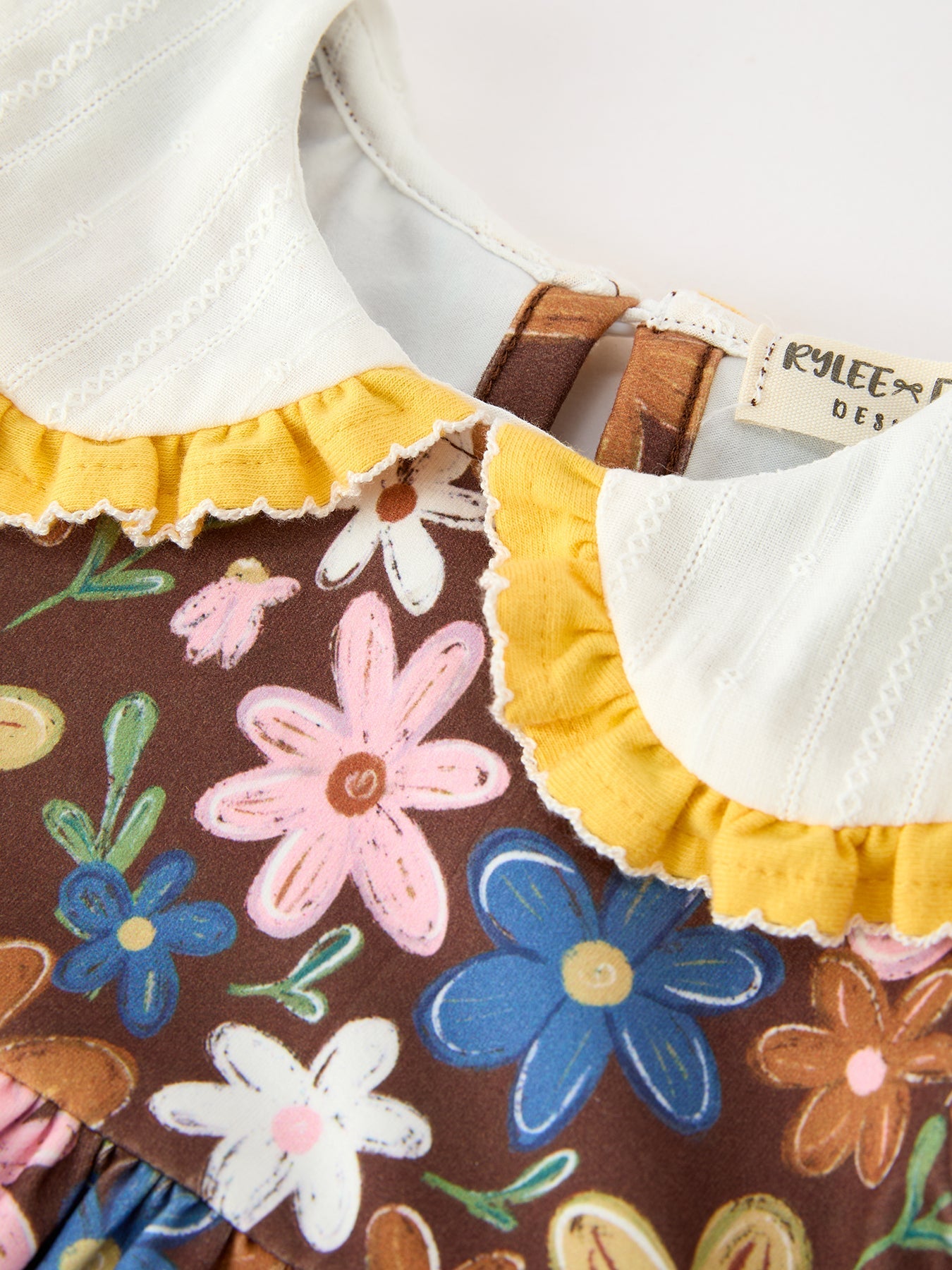 Fall Retro Floral Baby Girls Bubble Romper by Rylee Faith Designs