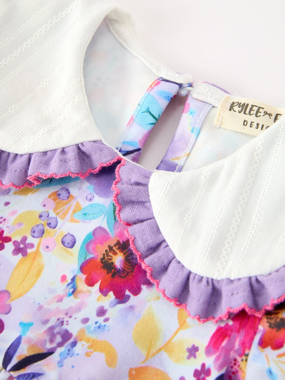Fall Purple Floral Baby Girls Bubble Romper by Rylee Faith Designs
