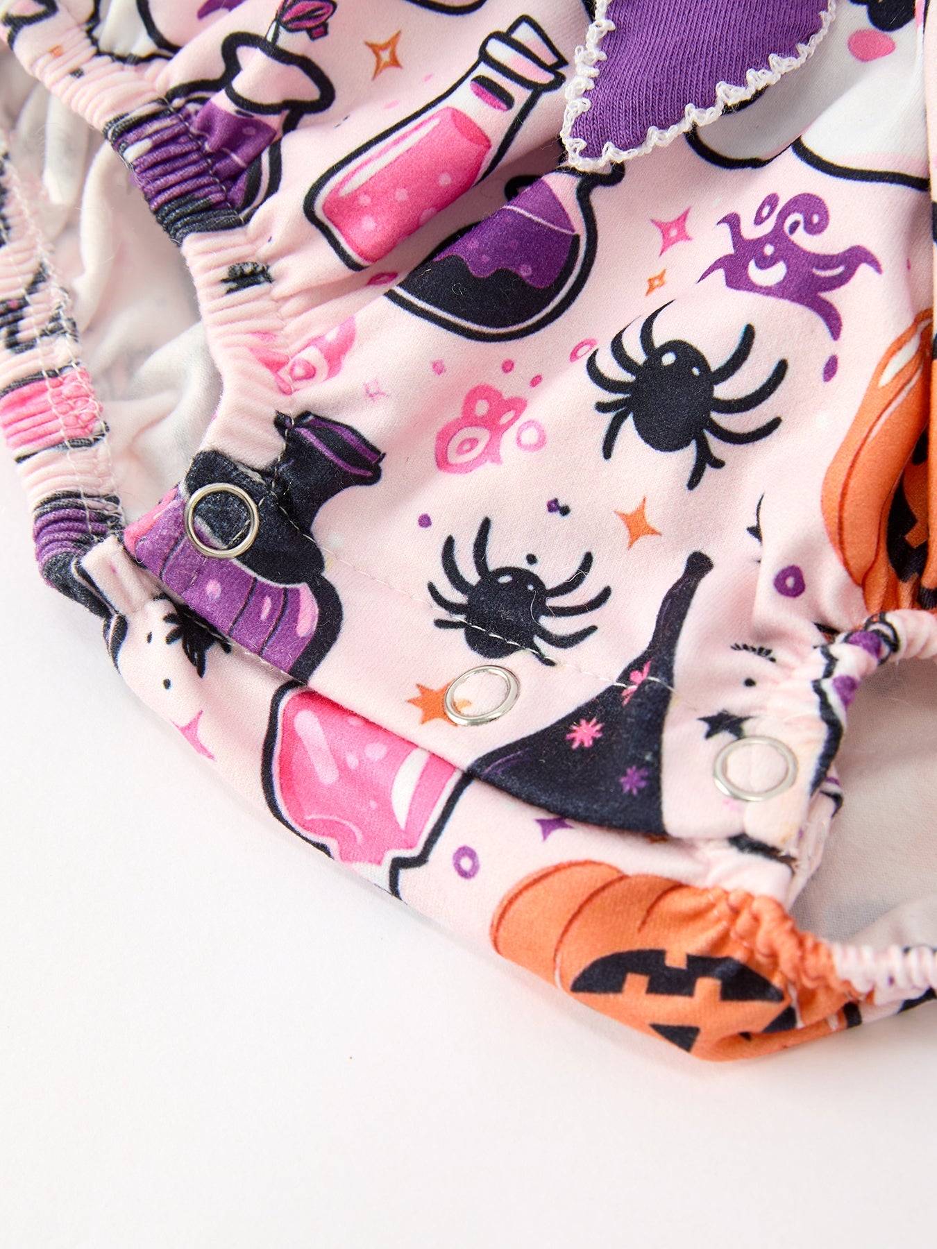 Halloween Pumpkin Ghost Baby Girl Bubble Romper Ruffle Bow Detail by Rylee Faith Designs
