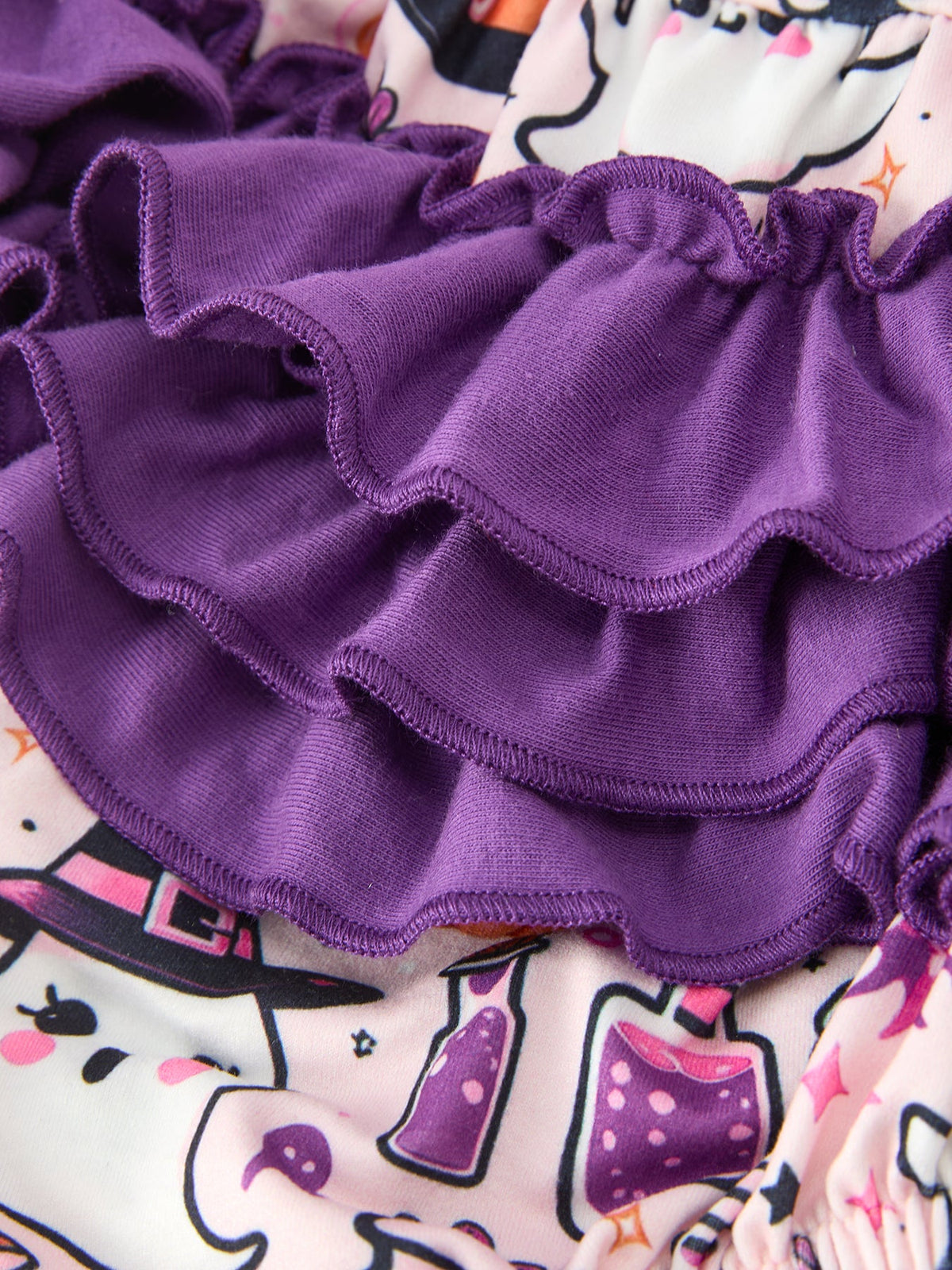 Halloween Pumpkin Ghost Baby Girl Bubble Romper Ruffle Bow Detail by Rylee Faith Designs