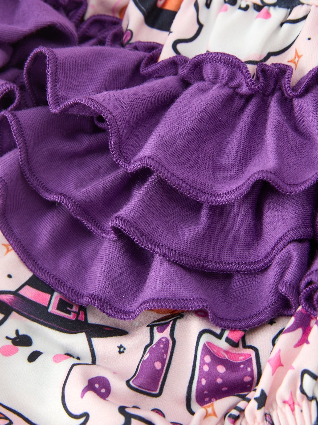 Halloween Pumpkin Ghost Baby Girl Bubble Romper Ruffle Bow Detail by Rylee Faith Designs