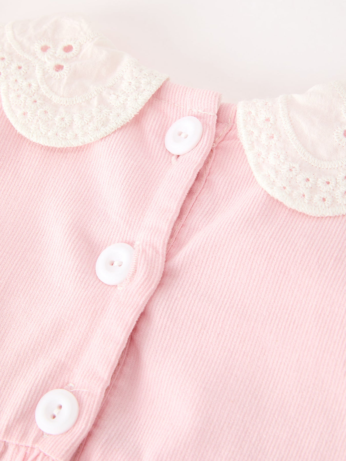 Fall Pink Smocked Baby Girl Bubble Romper Peter Pan Collar Floral Detail by Rylee Faith Designs
