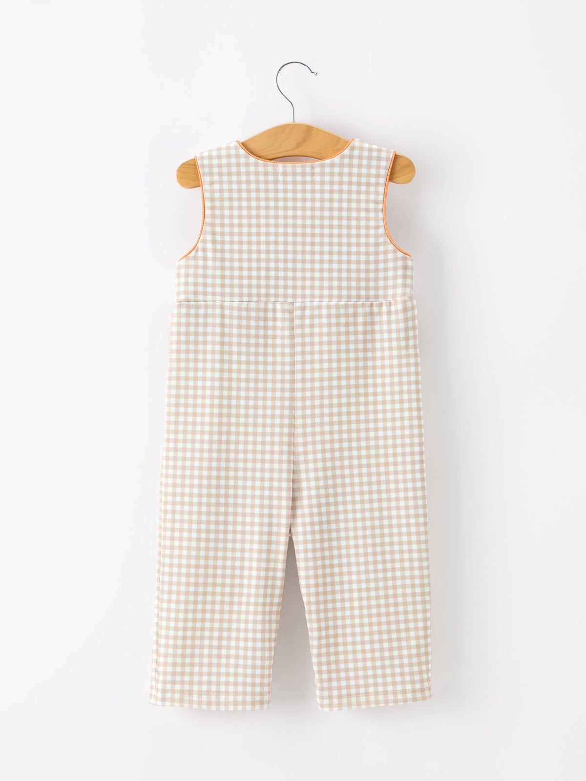 Thanksgiving Boys Gingham Jon Jon Embroidered Romper by Rylee Faith Designs