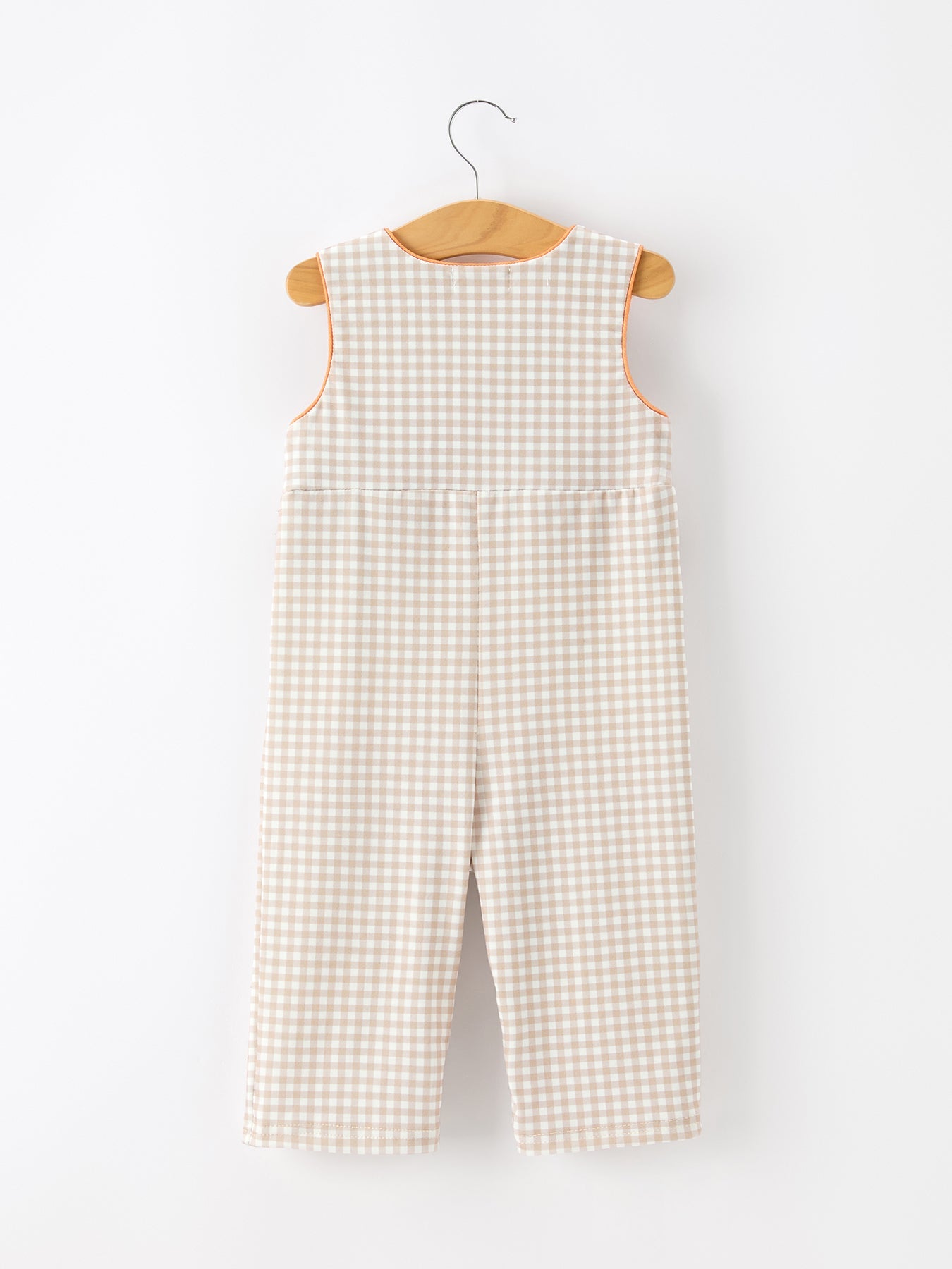 Thanksgiving Boys Gingham Jon Jon Embroidered Romper by Rylee Faith Designs