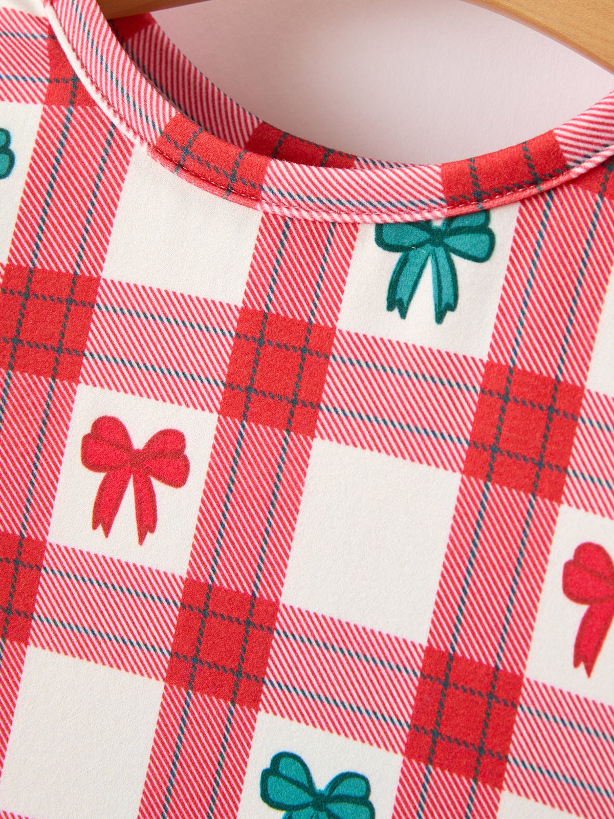 Christmas Girls Candy Cane & Bow Plaid Twirl Dress by Rylee Faith Designs
