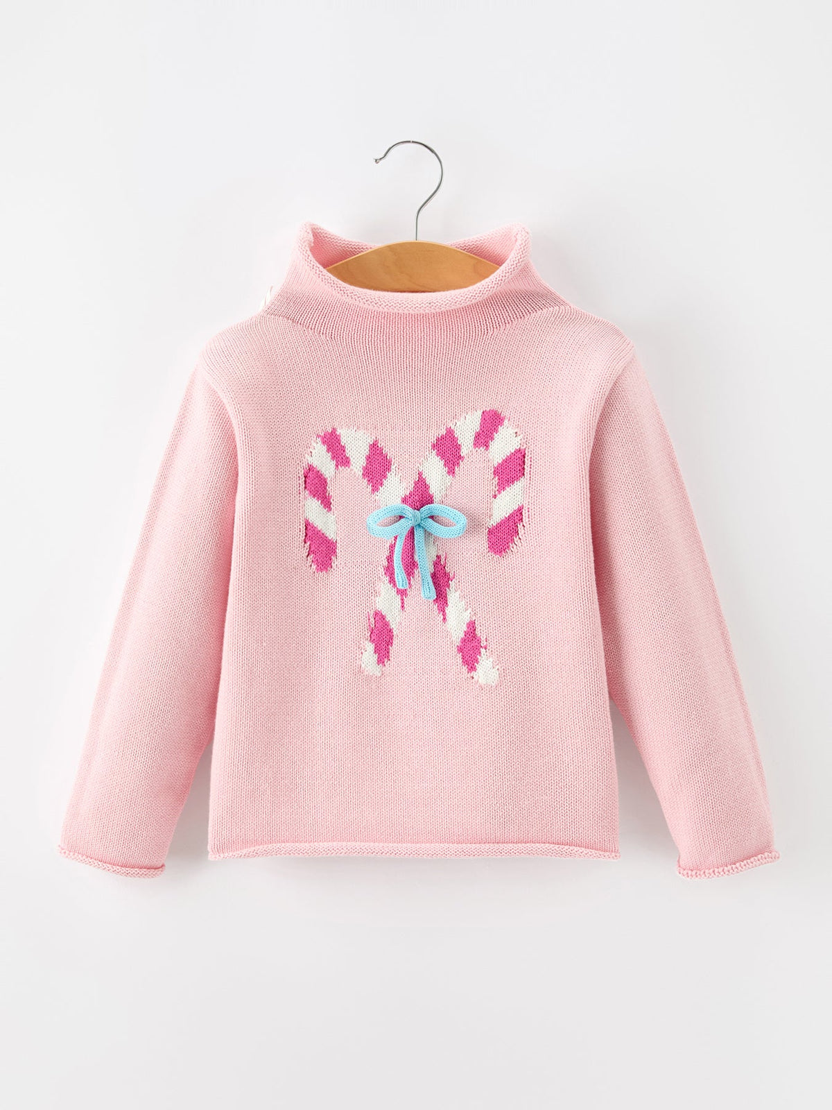 Girls Christmas Candy Cane Bow Knit Sweater by Rylee Faith Designs