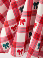 Christmas Girls Candy Cane & Bow Plaid Twirl Dress by Rylee Faith Designs