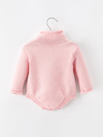 Christmas Candy Cane Bow Knit Baby Girls Romper by Rylee Faith Designs