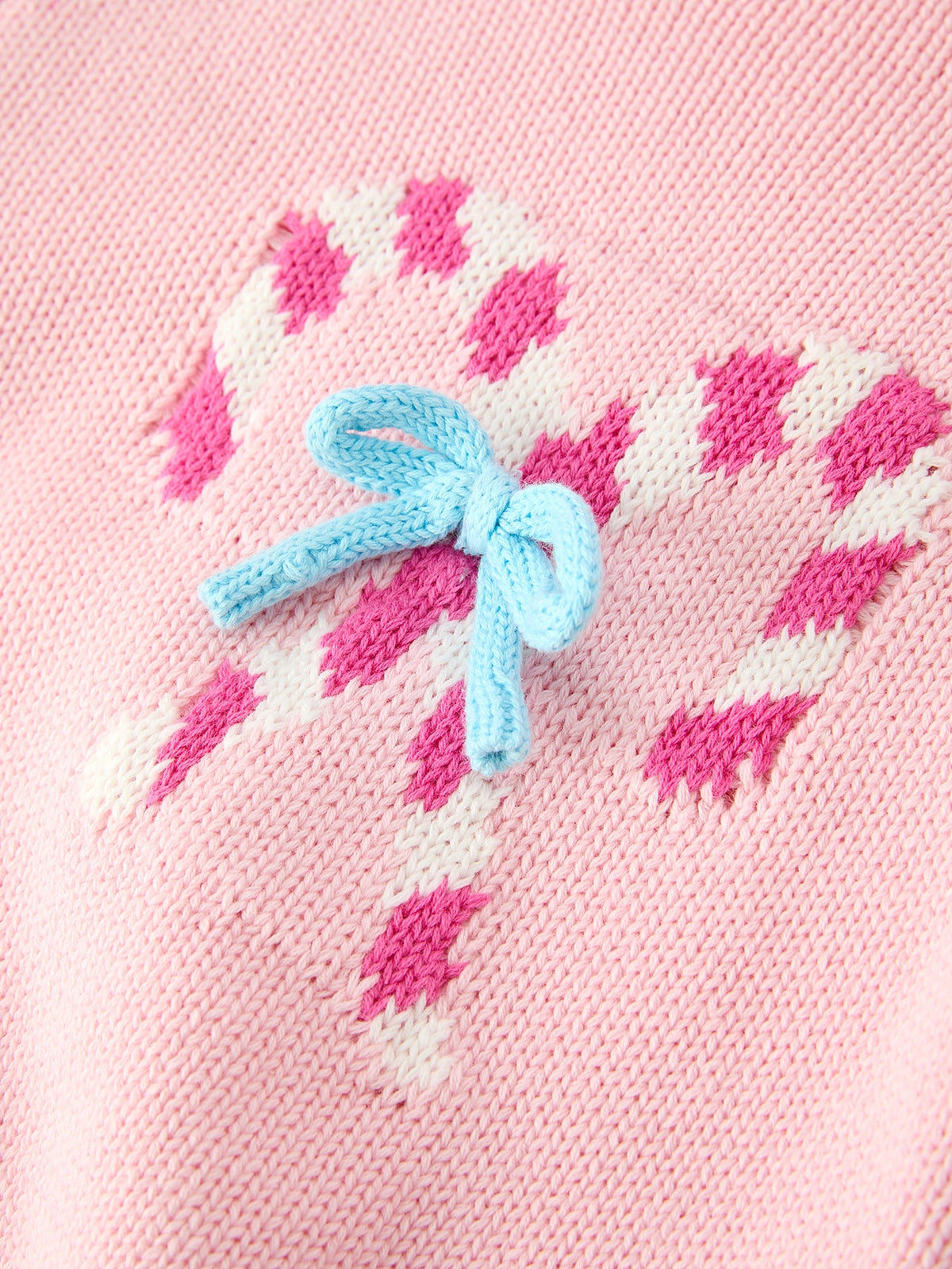 Christmas Candy Cane Bow Knit Baby Girls Romper by Rylee Faith Designs