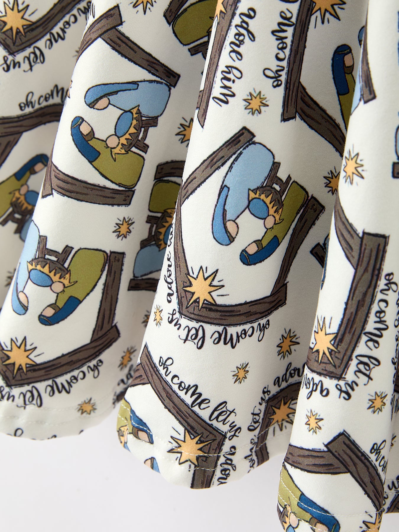Christmas Girls Nativity Scene Print Twirl Dress by Rylee Faith Designs